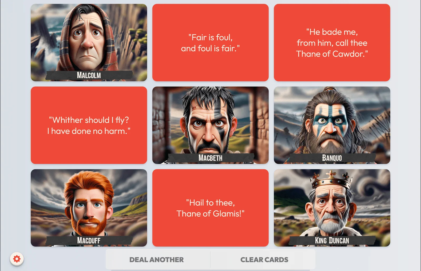 A Triptico Plus board activity dealing two-sided cards of text and images.